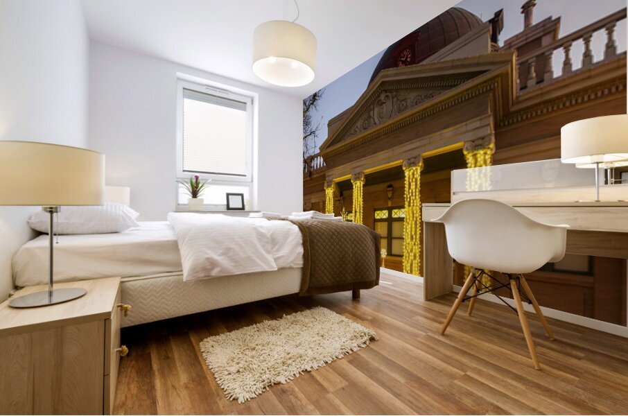 Sunset behind the Courthouse in Georgetown Texas Mural print