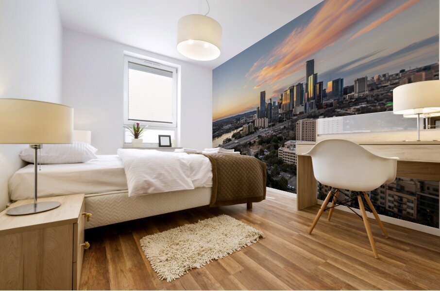 Aerial panorama Austin Texas downtown panorama Mural print