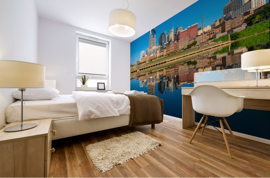 Skyline of Nashville in Tennessee with Cumberland River Mural print