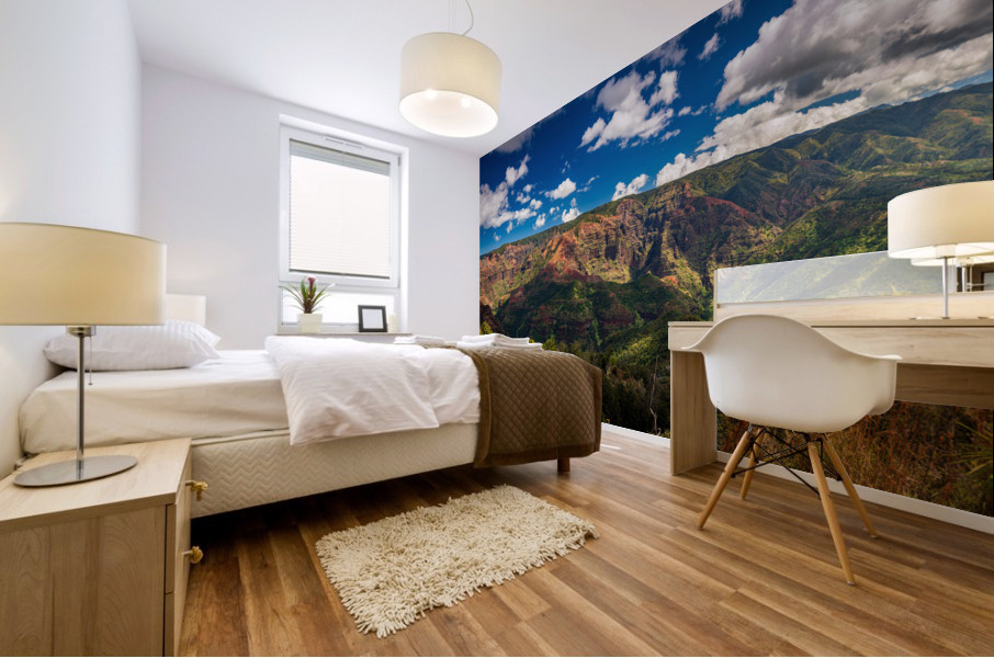 Panorama of the Waimea Canyon from the Iliau Nature loop Mural print