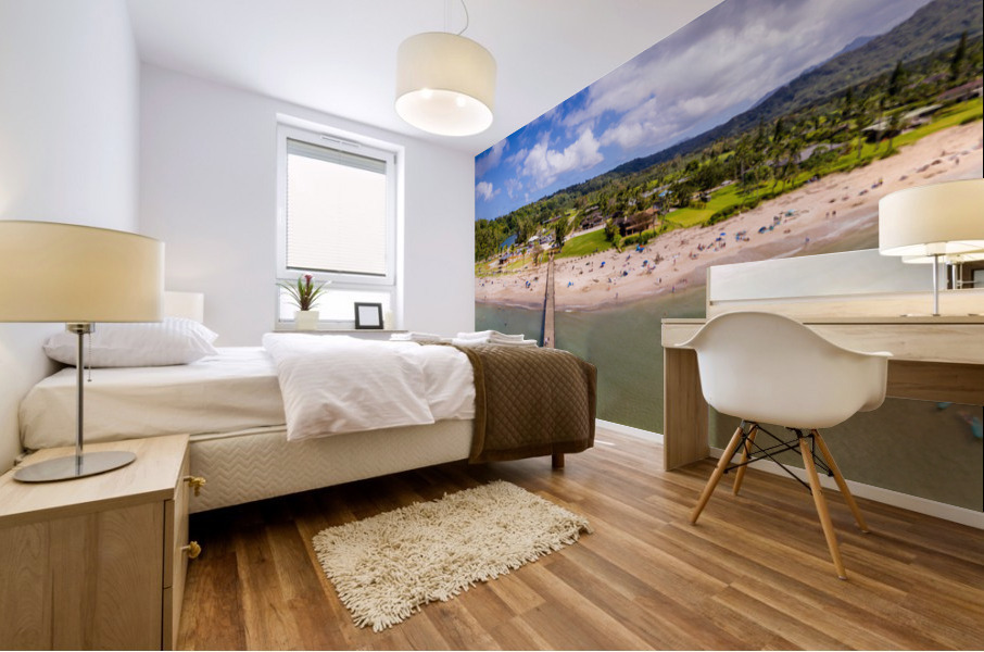 Hanalei bay and beach on Kauai in Hawaii Impression murale