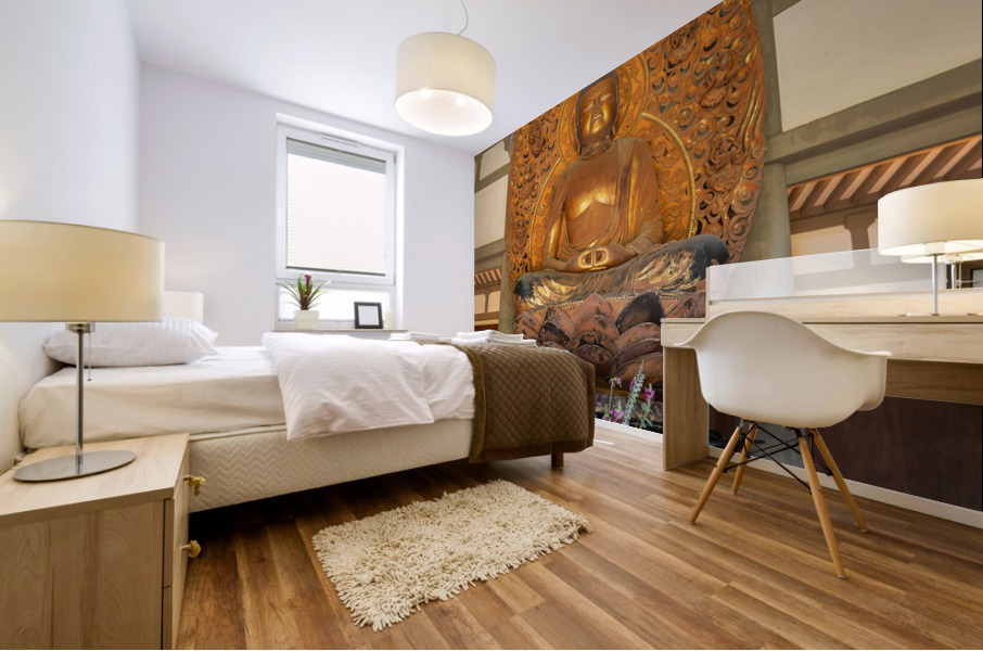 Statue of Buddha in the Byodo In buddhist temple on Oahu, Hawaii Impression murale