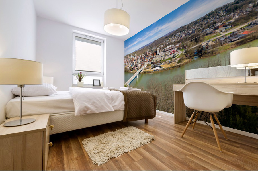 Aerial panorama of City of Morgantown WV Mural print