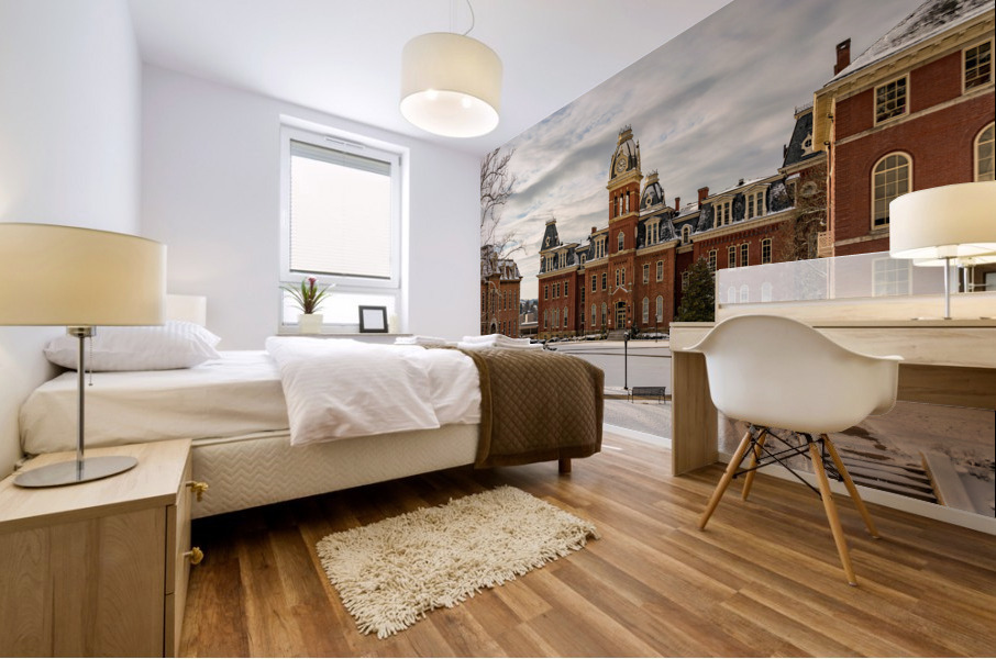 Woodburn Hall at West Virginia University in the snow Mural print