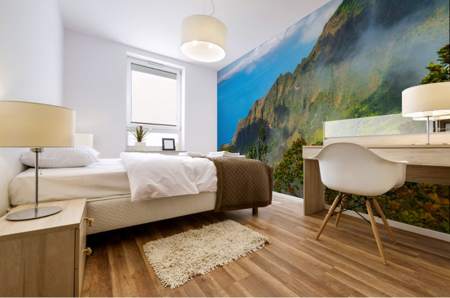 Dramatic view of Kalalau valley Kauai Mural print