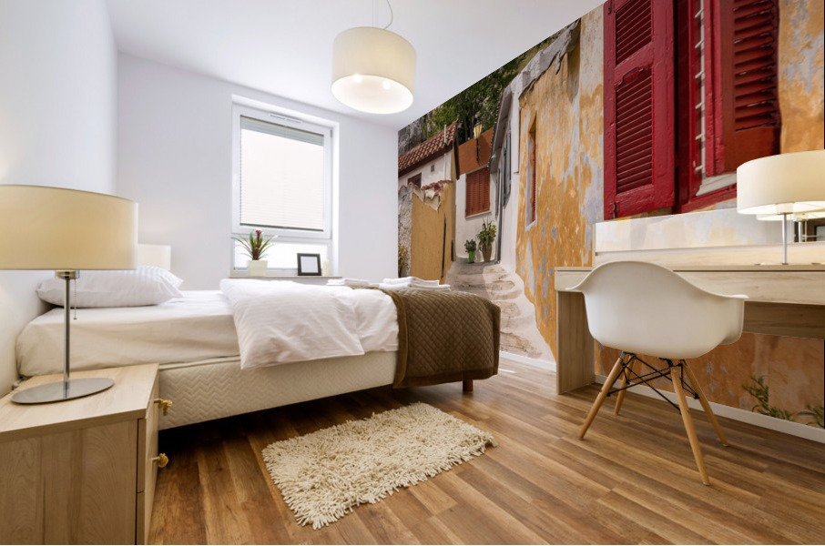 Narrow street in ancient district of Anafiotika Impression murale