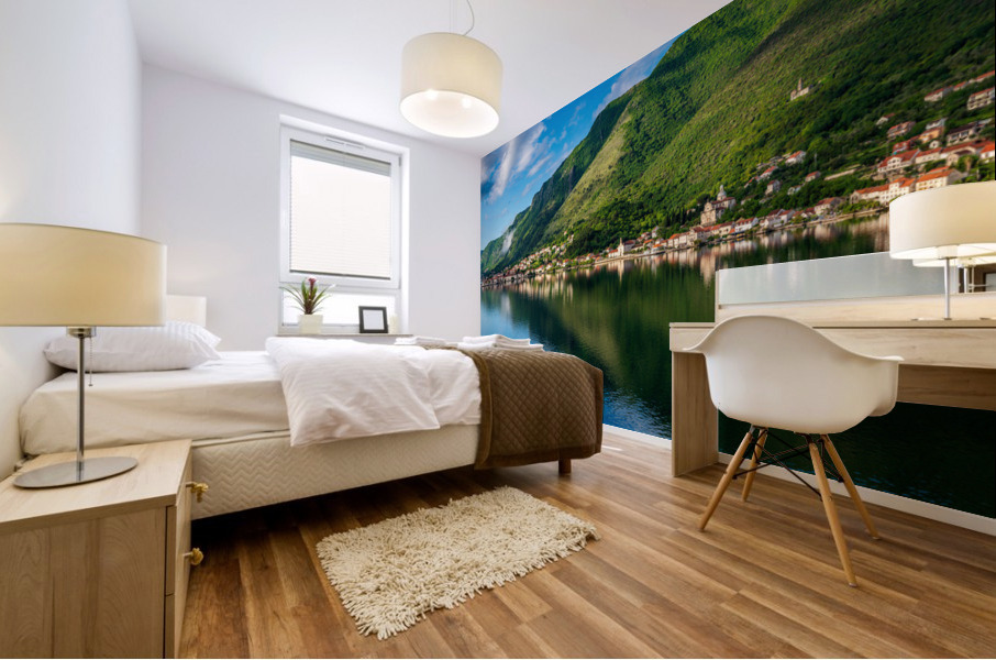 Town of Prcanj on the Bay of Kotor in Montenegro Mural print