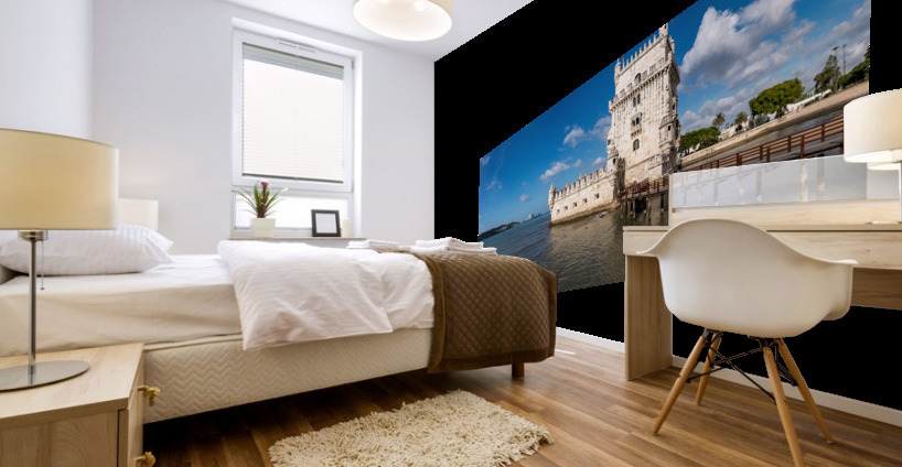 Panorama of the Tower of Belem near Lisbon Mural print