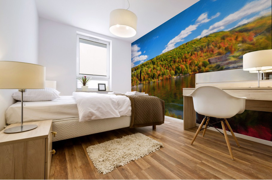 Painting of fall colors on Cheat Lake Morgantown Mural print