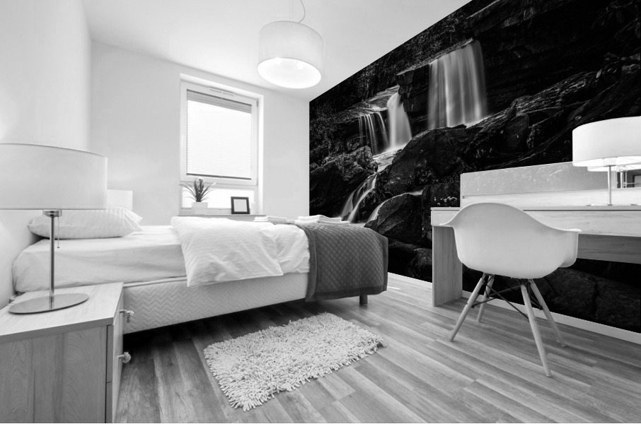 Black and White Waterfall on Deckers Creek Impression murale