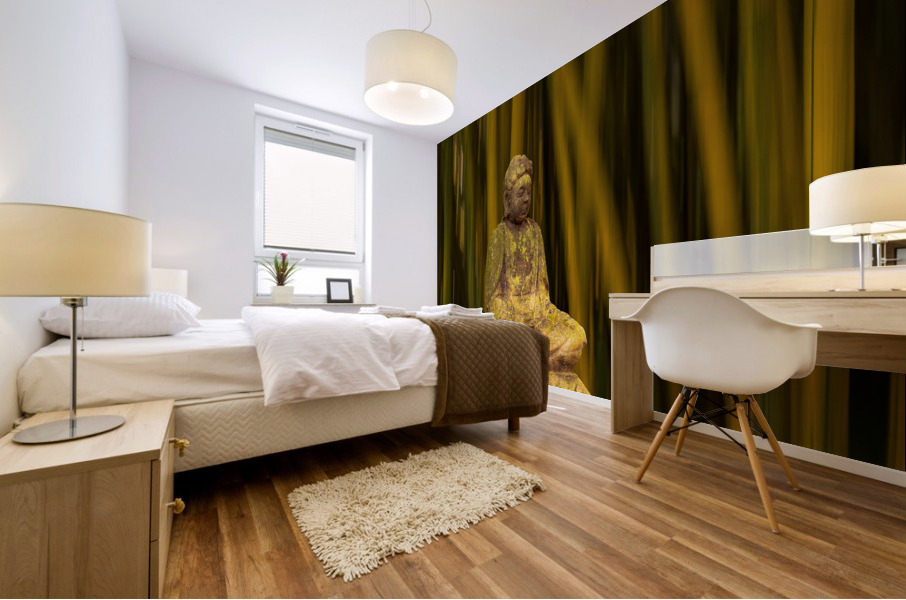 Buddha statue in bamboo forest Impression murale