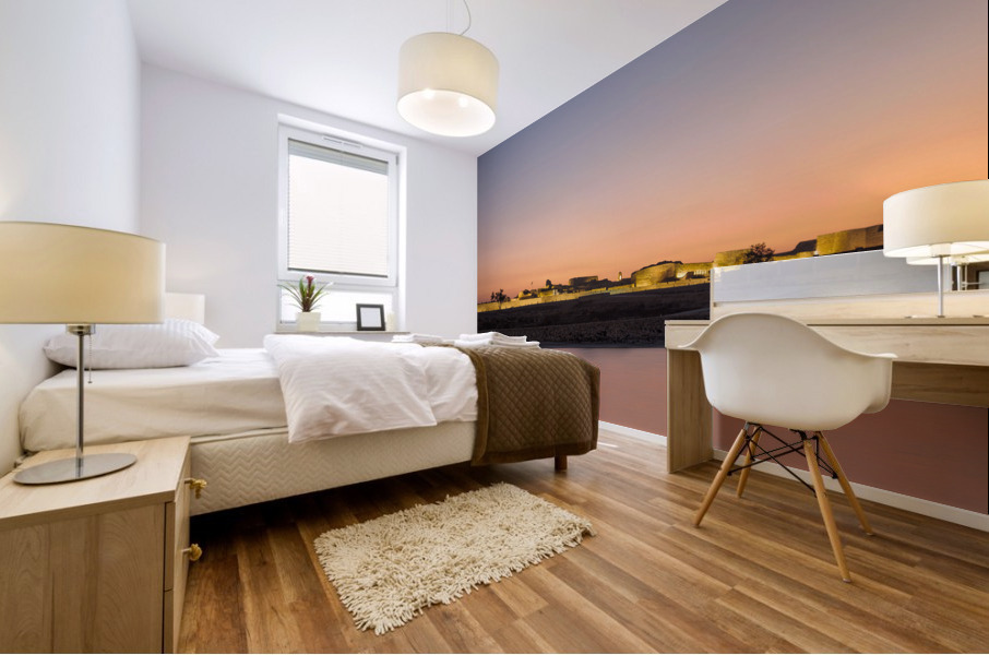 Old Bahrain Fort at Seef at sunset Mural print