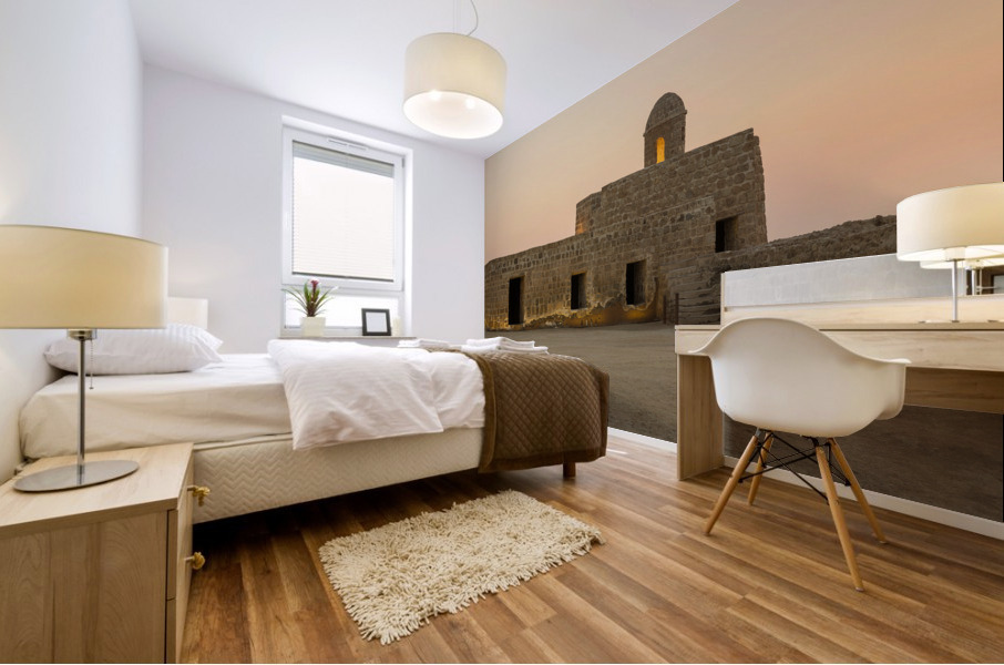 Old Bahrain Fort at Seef at sunset Impression murale