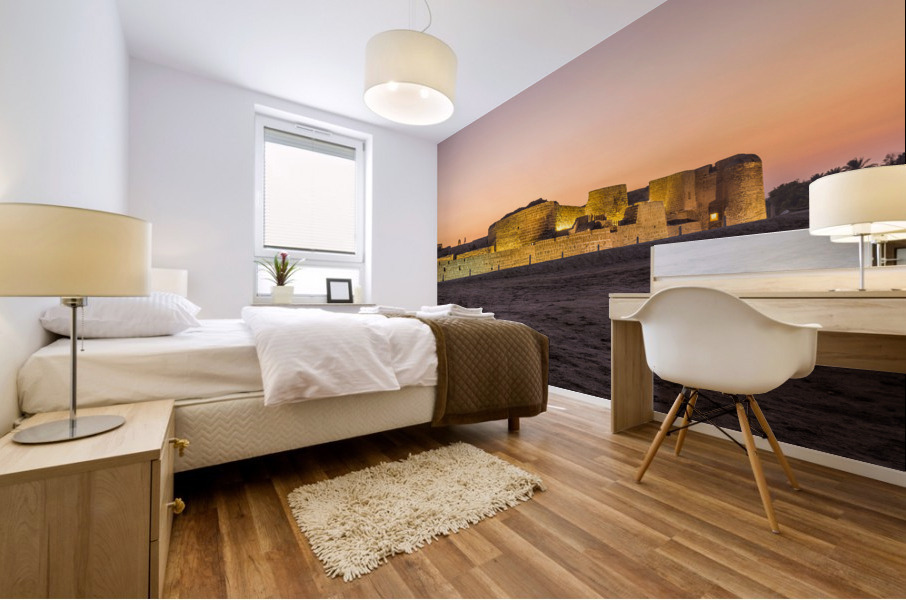 Old Bahrain Fort at Seef at sunset Impression murale