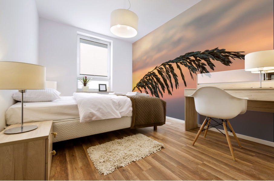 Sea Oats against rising sun in Florida Mural print