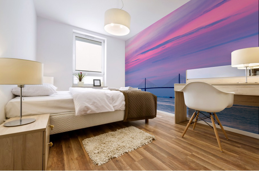 Sunshine Skyway Bridge at dawn Mural print