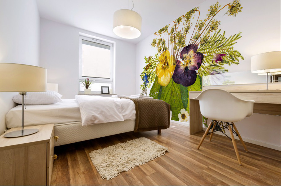 Arrangement of dried pressed flowers Mural print