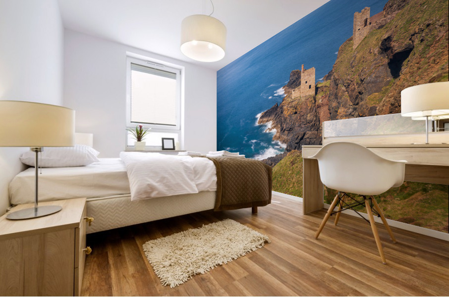 Long duration image of the ruins at Botallack tin mine Mural print