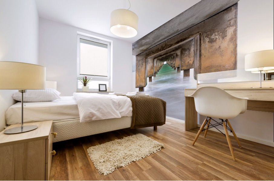 Underside of Hanalei Pier long exposure Mural print