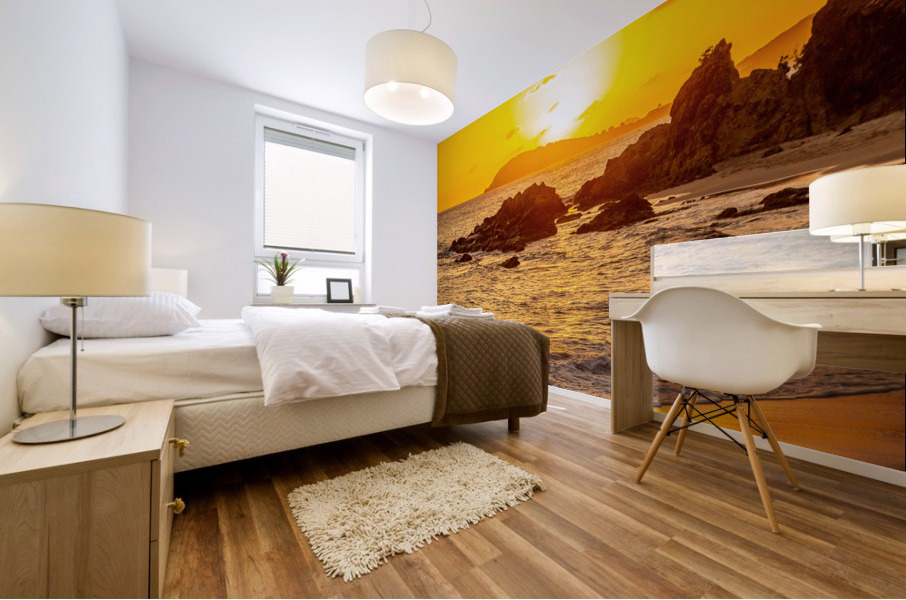 Sunset off coast of St Thomas Mural print