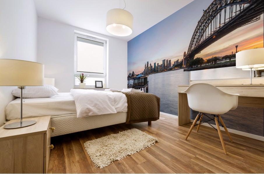 Dramatic panoramic sunset photo Sydney harbor Mural print