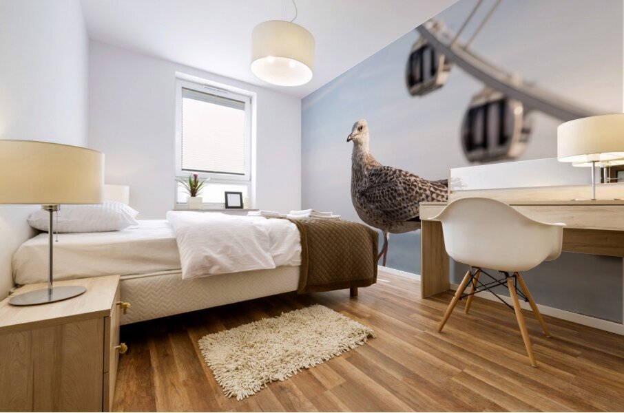 Seagull on promenade in Brighton Mural print