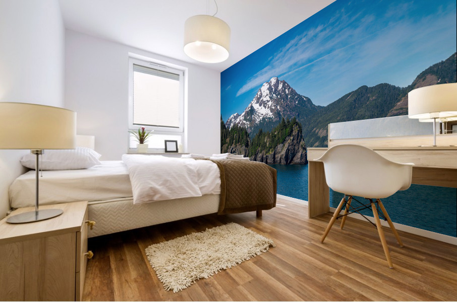 Rocky outcrops in the bay at Seward in Alaska Mural print