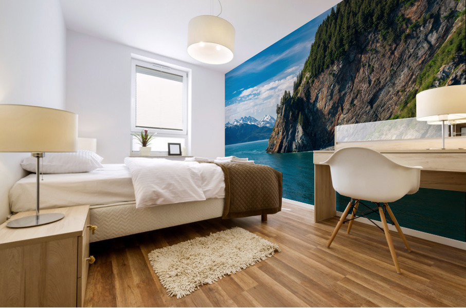 Rocky outcrops in the bay at Seward in Alaska Mural print