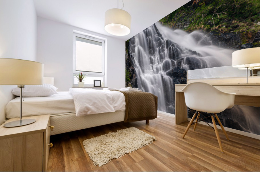 Dramatic waterfall of Horsetail Falls in Keystone Canyon Mural print