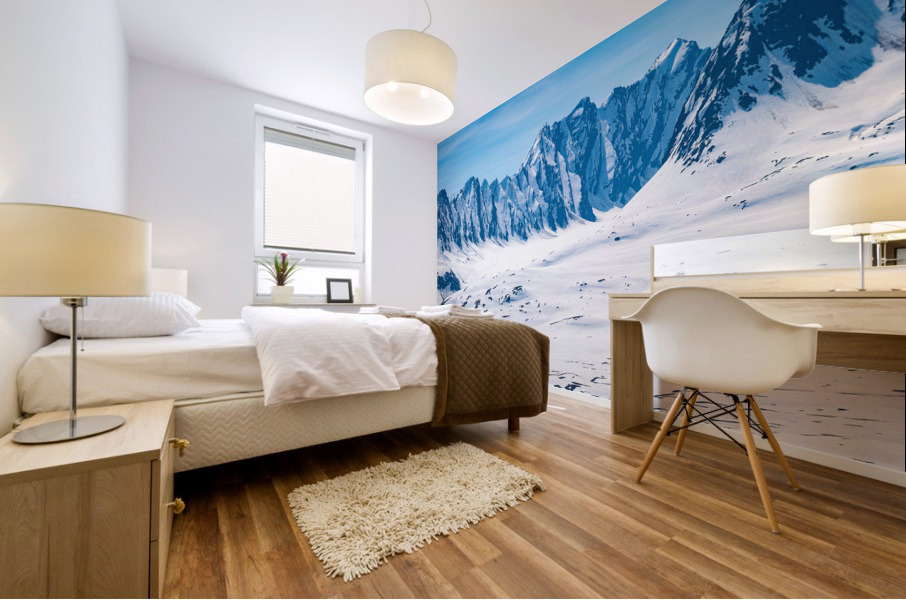 Majestic mountains of Thompson Pass rise over trees Mural print