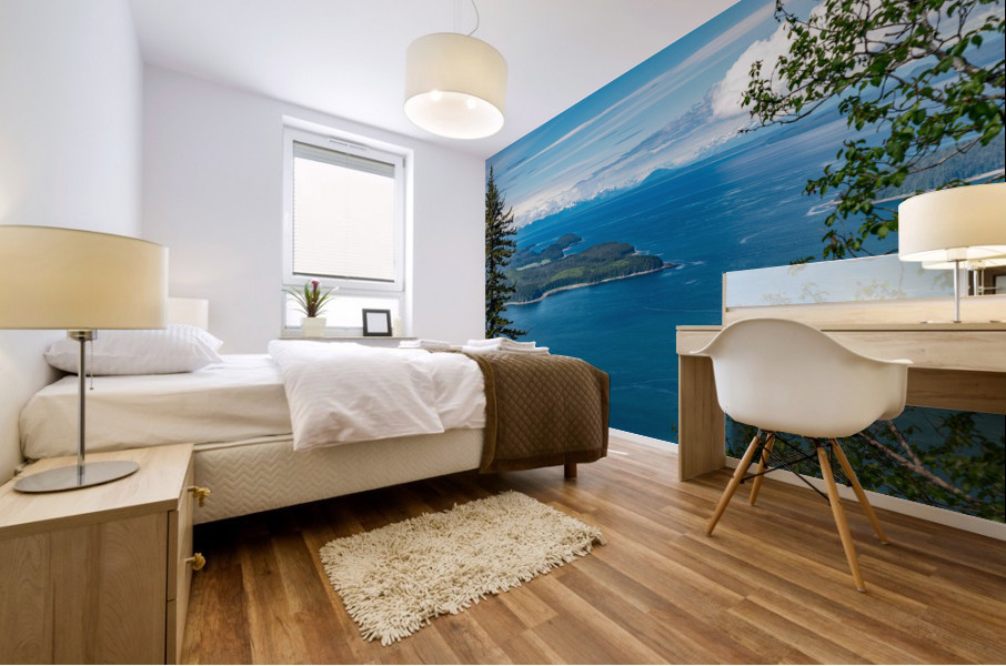 Panorama of the mountain range at Icy Strait Point in Alaska Mural print