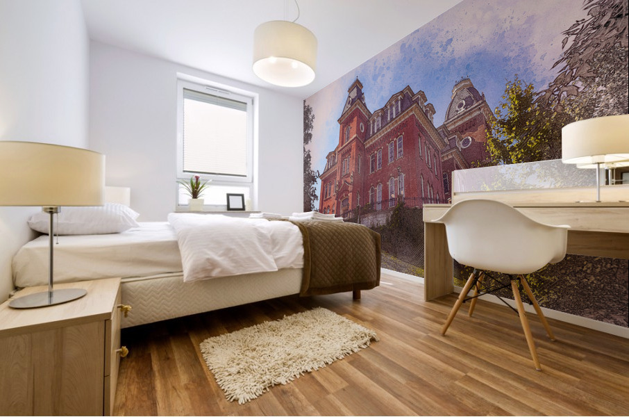 Digital art of Woodburn Hall at WVU in Morgantown Mural print