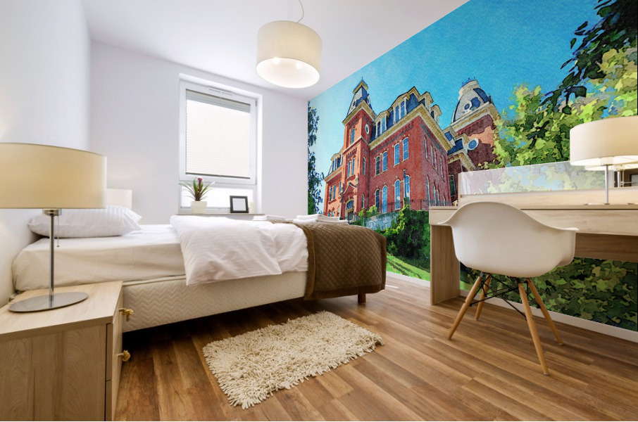 Water color of Woodburn Hall at WVU in Morgantown Mural print