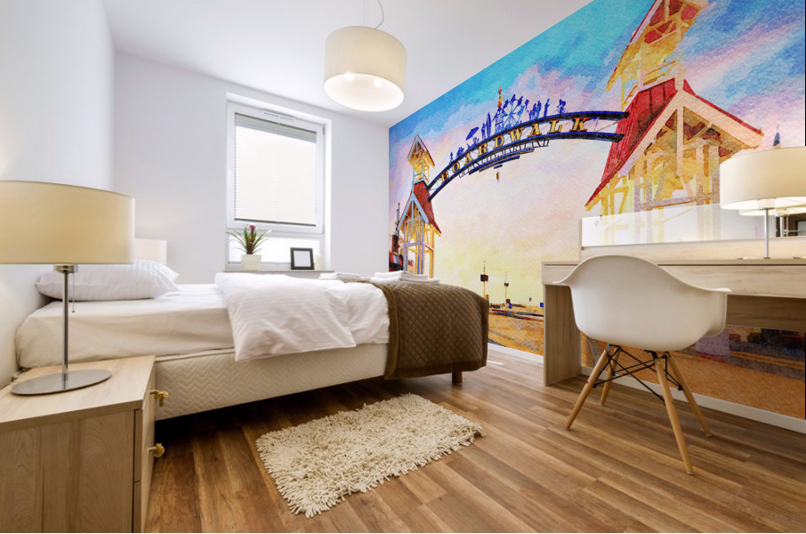 Watercolor of famous sign above Ocean City Impression murale