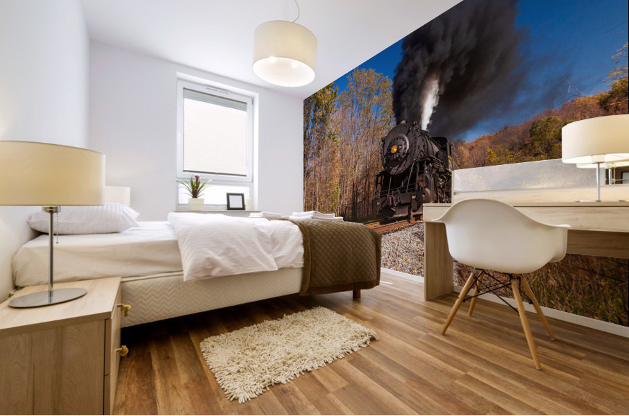 WMRR Steam train powers along railway Impression murale