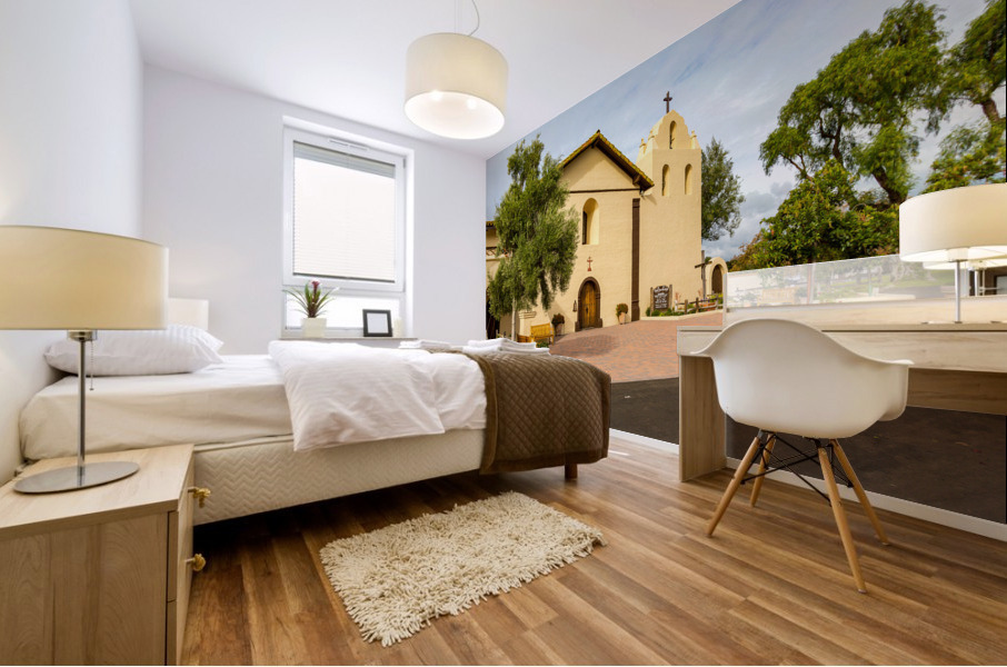 Cloudy day at Santa Ines Mission California Mural print