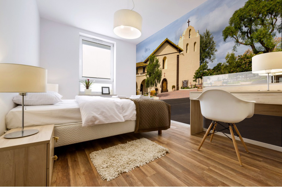 Cloudy day at Santa Ines Mission California Impression murale