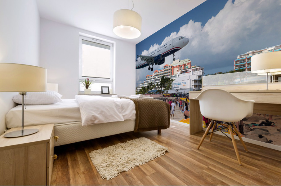 US Airways plane lands at Princess Juliana airport St Martin Mural print