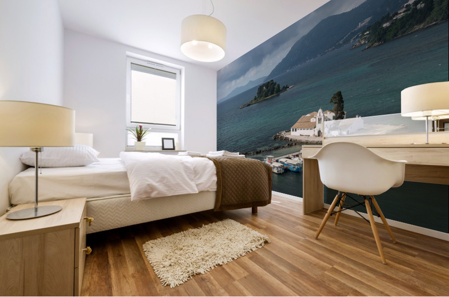 Vlacherna monastery near the airport on island of Corfu Mural print