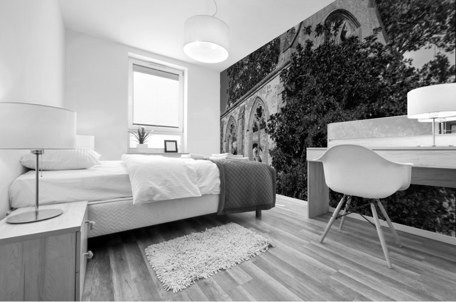 Abandoned historic British church monchrome Mural print