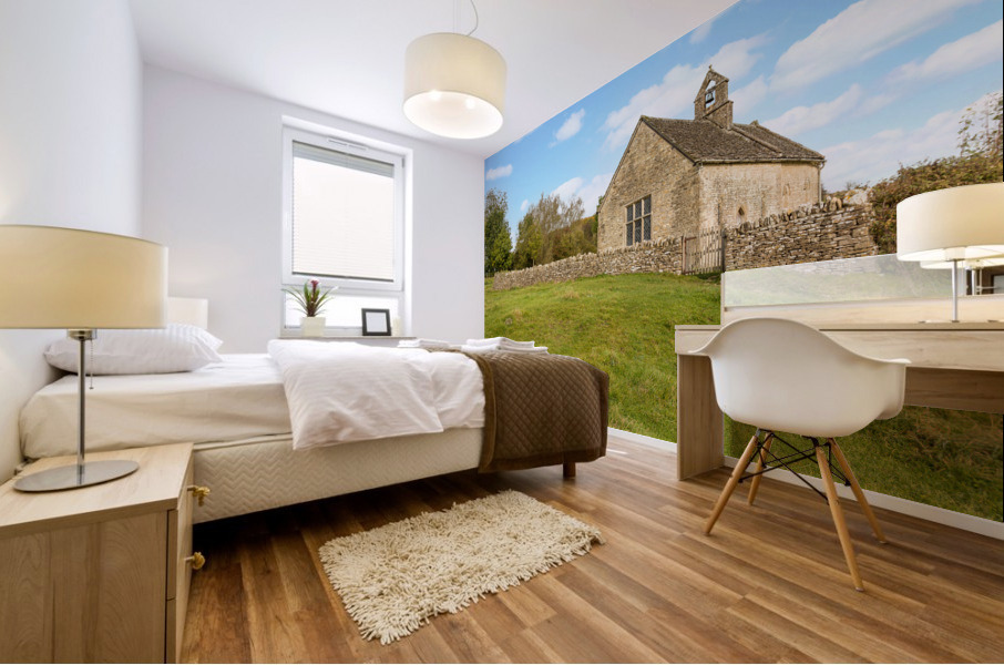 Exterior of St Oswald parish church Widford Impression murale