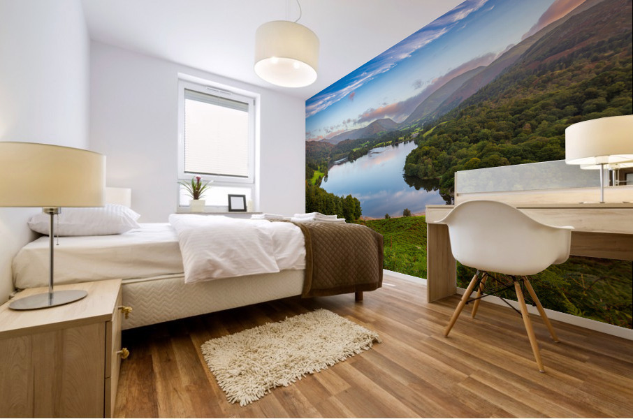 Lake Grasmere at dawn in Lake District Mural print