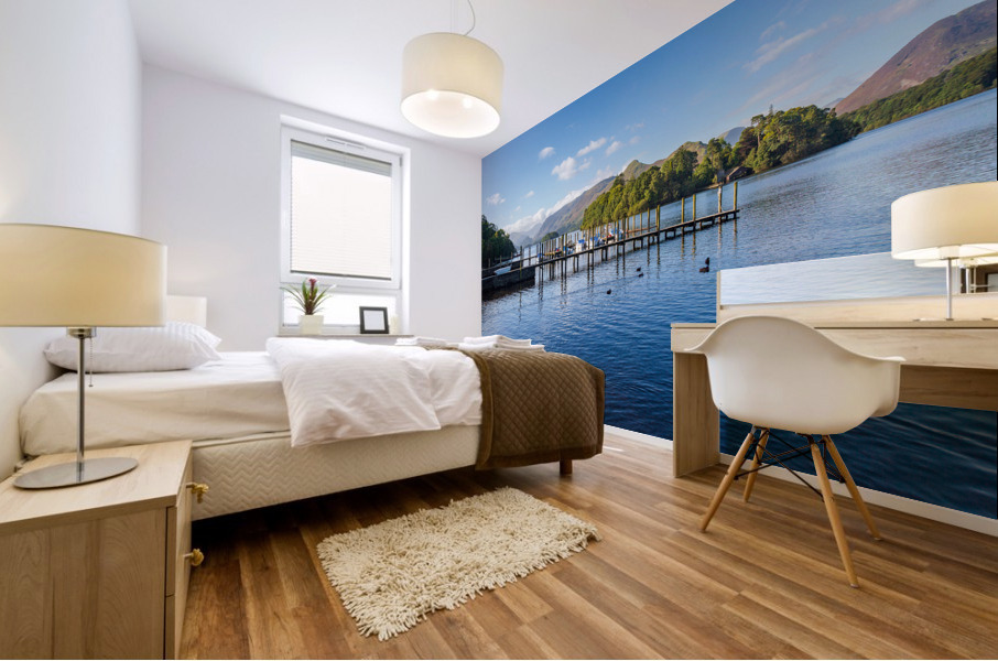 Rowing Boats on Derwent Water in Lake District Impression murale