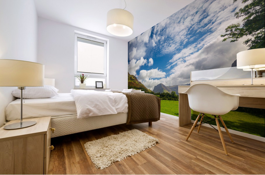 Sheep graze near Buttermere Lake District Mural print