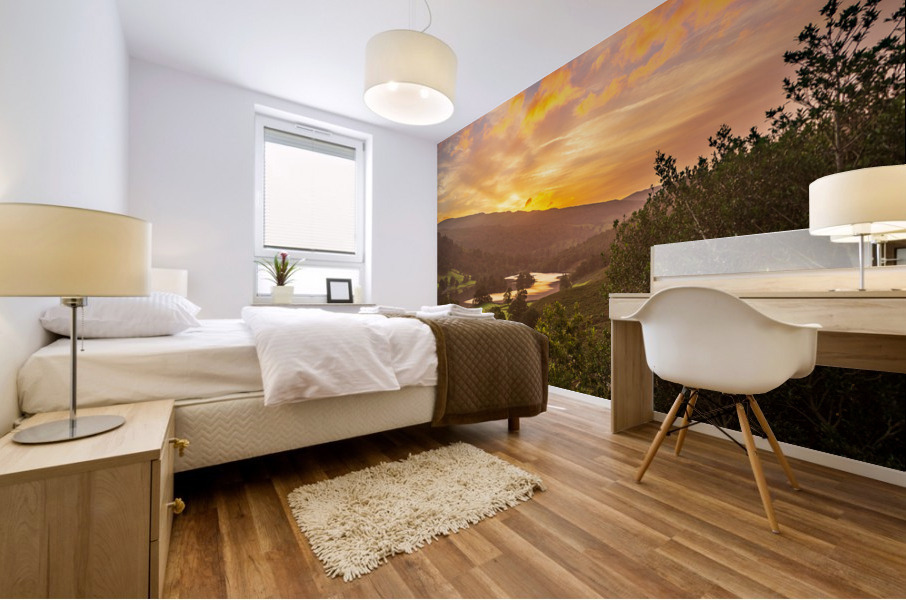 Sunrise over Rydal Water in Lake District Mural print