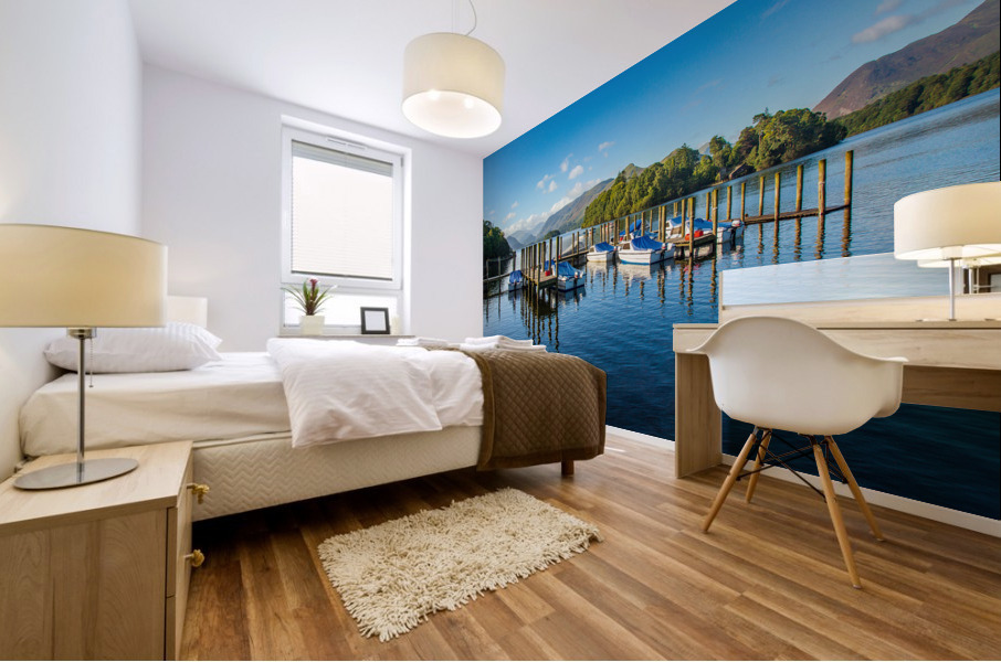 Boats on Derwent Water in Lake District Impression murale