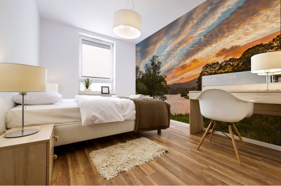 Sunset over Rydal Water in Lake District Mural print