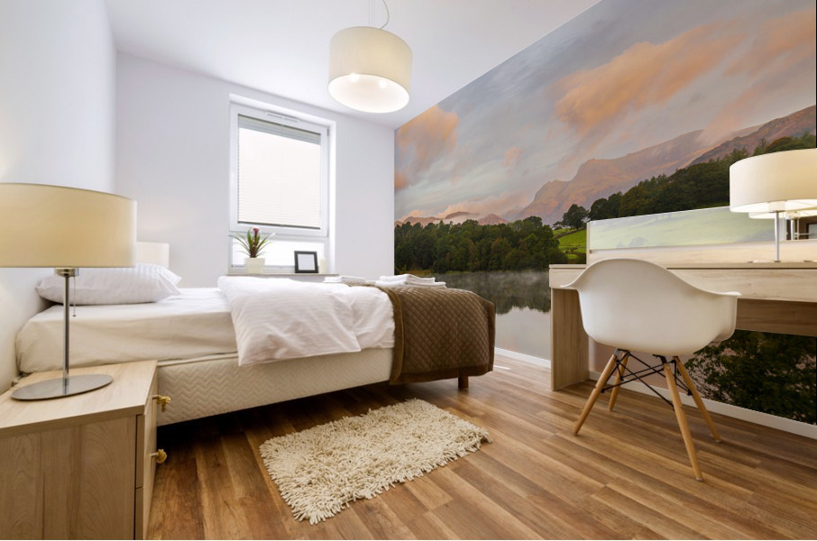Sunrise at Loughrigg Tarn in Lake District Mural print
