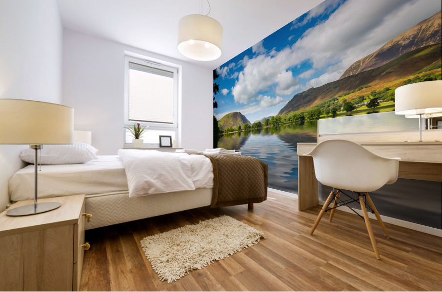 Reflections in Buttermere in Lake District Mural print