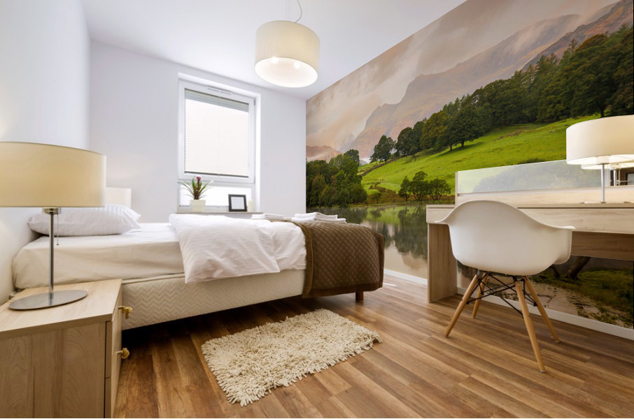 Sunrise at Loughrigg Tarn in Lake District Impression murale